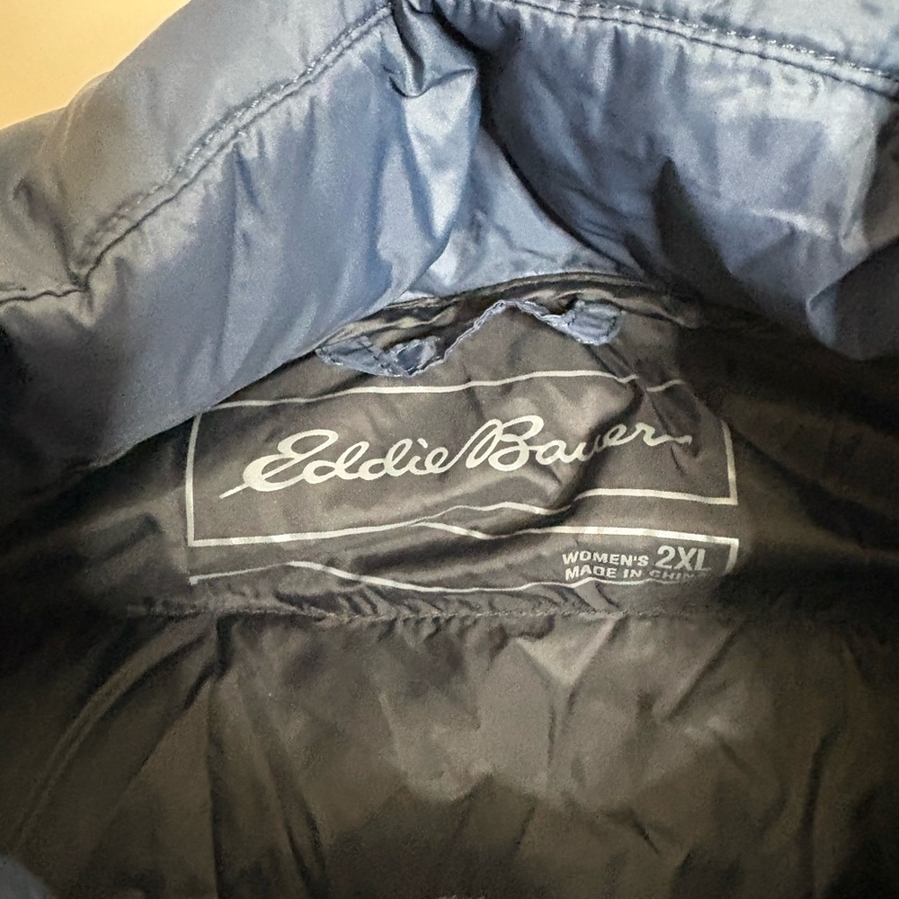 Men Eddie Bauer EB650 navy blue puffer goose down zip-up vest jacket, XXL - Picture 3 of 4